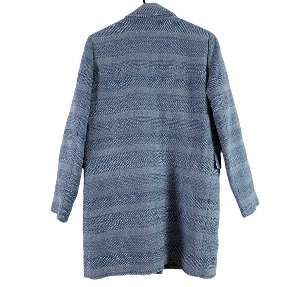 Massimo Dutti Textured Stripe Single Breasted Blazer Coat Jacket Blue Size 6 - Picture 7 of 9